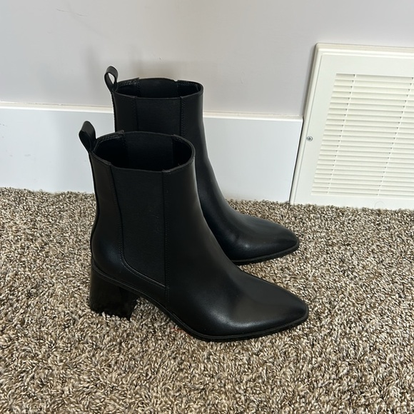 Zara Geometric Heel Pointed Ankle Boot Black - Picture 5 of 13